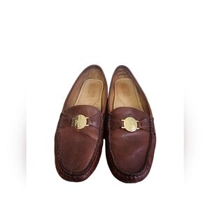 Lauren Ralph Lauren Women’s 7B Carley Brown Leather Driving Loafers Shoes